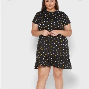 WEDNESDAY’S Girl Ruffle‎ Hem Polka Dot Dress S NWT